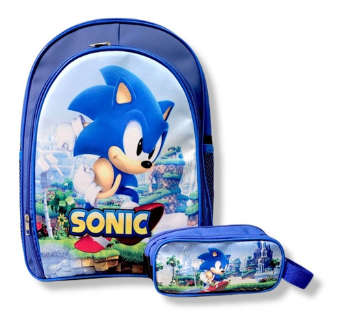 Mochila Sonic Jogo Costas G + Estojo De Lapis