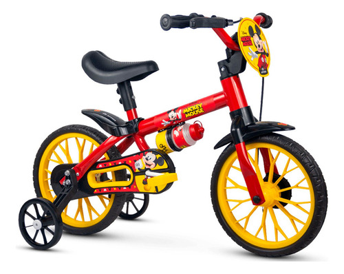 Bicicleta Infantil Aro 12 Mickey Nathor Cor Vermelho