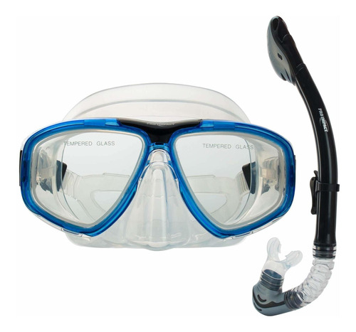 Pro Impact Silicone Swimming Mask Snorkel Set Easy Glass