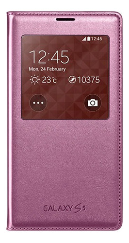 Capa flip cover janela Samsung S-View Cover rosa com design liso para Samsung Galaxy S5 de 1 unidade