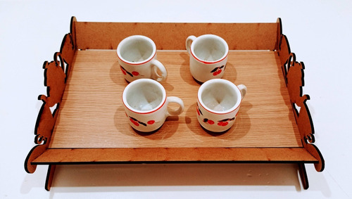Imagem 2 de 8 de Bandeja Decorativo Para Xicaras De Café/chá Em Mdf - 3mm