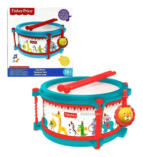 Tambor Musical Leon Fisher Price Para Bebe +18m Scarlet Kids