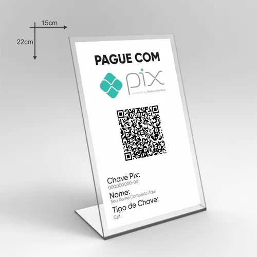 Display Plaquinha Chave Pix Qr Code Personalizado Comércio