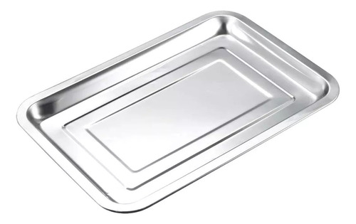 Bandeja Metalica  Rectangular De Acero Inoxidable 36cm