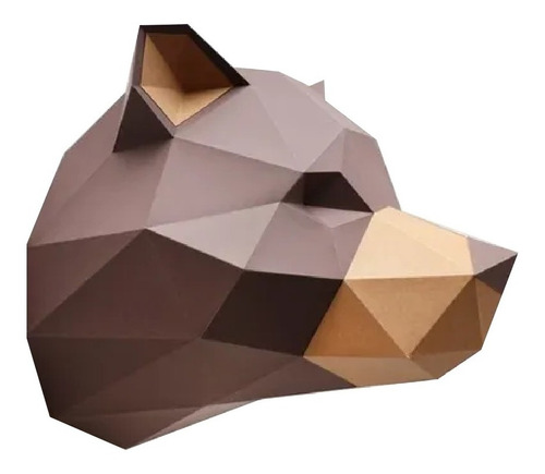 Imagen 1 de 2 de Cabeza De Oso Gris De Papel 3d Decoración