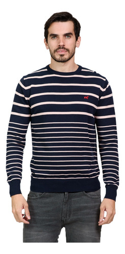 Sweater Pullover Rayado Algodón Moda Hombre Mistral 40051-8