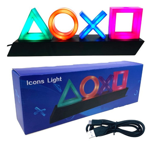 Luminária Decorativa Ícones Playstation Luzes Noturnas Led