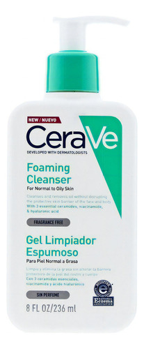 Cerave Gel Limpiador Facial Espumoso 236ml Foaming Cleanser