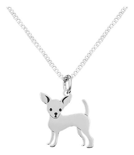 Dije Y Cadena Perro Chihuahua Calado Plata 925 Envio Gratis