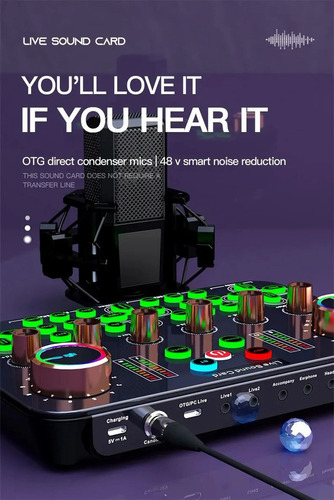 Micrófono De Condensador Bm800 V8 Kit Tarjeta De Sonido