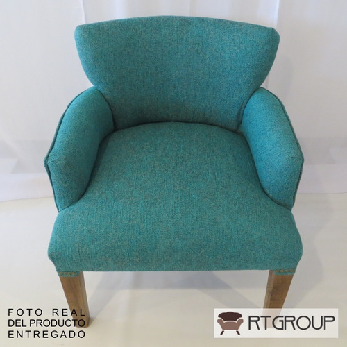Imagen 4 de 10 de Sillon Matero Poltrona Apoyabrazos Chenille Turquesa Premium