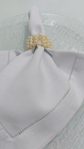 Kit Com 12 Guardanapos Ponto Ajour Mesa Posta 45 X 45 Cm Cor Branco Bordado Ponto Ajour