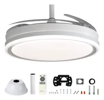 Comprar Ventilador De Techo Kanji Retráctil Blanco 4 Aspas 6 Velocidades Reversa Timer Control Remoto 65 Watts.