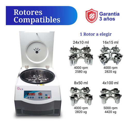 Centrifuga Clinica Con Rotor Oscilante 10ml/15ml/50ml/100ml