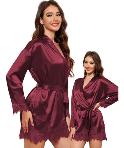 comprar Pijamas,bata De Satin Mujer,encaje Novia Dama,cinturón Libre