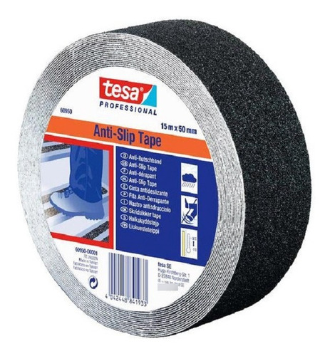 Imagen 6 de 6 de Cinta Antideslizante Tesa Negra - Rollo Ancho 50mm X 15 M.