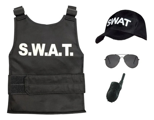 Disfraz De Chaleco Antibalas Y Gorra Swat