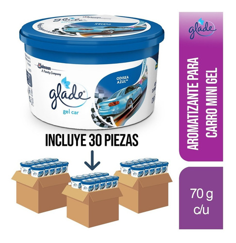 Imagen 1 de 2 de 30pz-glade Aromatizante En Gel P/carro - Hogar 70g Odisea Az