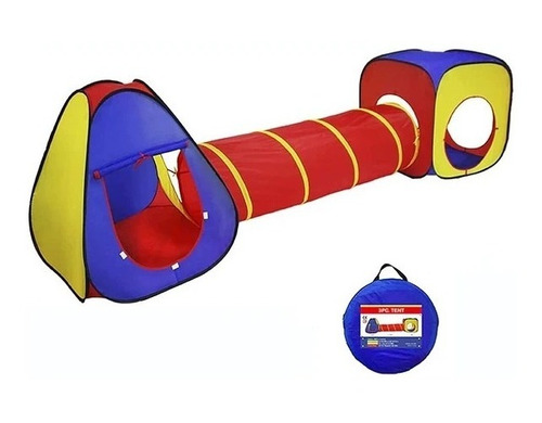 Imagen 1 de 10 de Juego 3 Piezas Infantil Túnel Cubo Y Carpa Plegable Fácil 