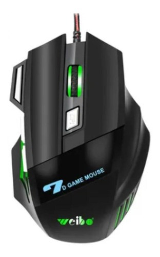 Mouse Óptico Gamer Rgb 7 Botões 3200dpi Usb Weibo X7