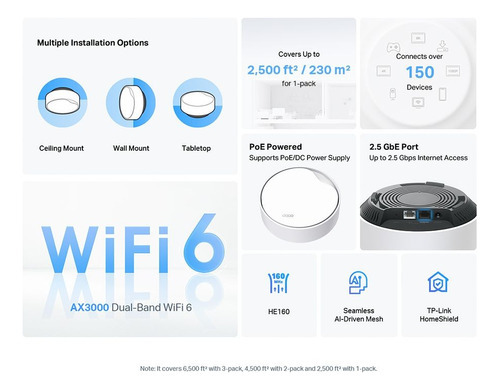 Access Point Mesh Indoor Tp-link Deco X50 Poe 1-pack 1 Color Blanco