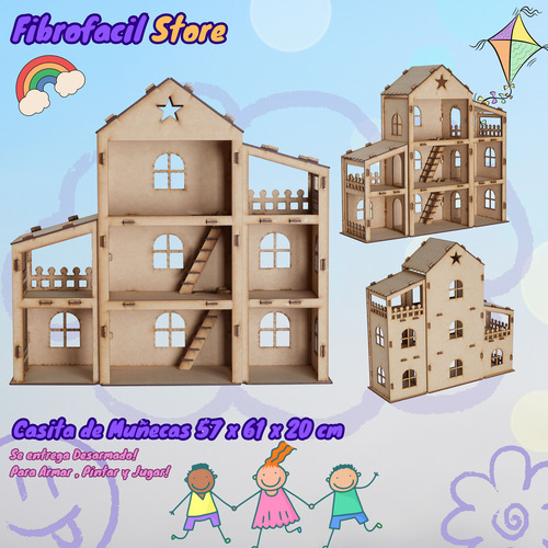 Casa Muñecas Lolita Para Armar Fibrofacil Casita Sin Muebles