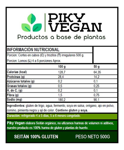 Seitán Orgánico 500gr - Piky Vegan