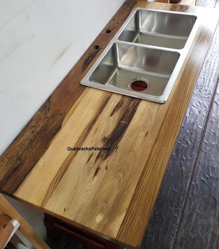 Imagen 2 de 6 de Mesada Madera Cocina Laqueada Guayubira 60 Cm X 140 Cm
