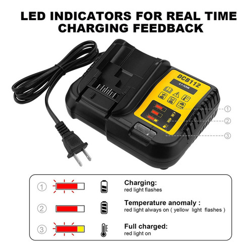 Cargador P/baterias 12v/20v 3a Para Dcb105 Dewalt Dcb112