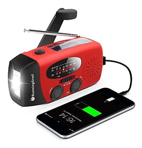 Linterna Radio De Manivela De Emergencia Led Radio Am/fm Usb