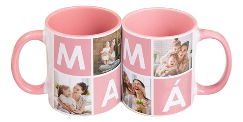 Taza Mamá Con Fondo Y Asa De Color Personalizada Rosa Mamá