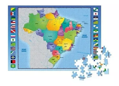 Quebra-Cabeça Mapa Mundi com 250 Peças 50x35cm