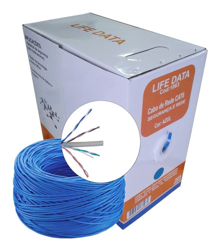 Cabo De Rede Cat6 Azul 4 Pares Caixa Com 305m Quality L.data