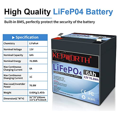 Batería De Litio Hierro De 12v 6ah Baterías De Ciclo ...