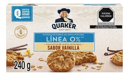 2 Pzs Quaker 0% Azucargalleta De Avena Vainilla 240gr