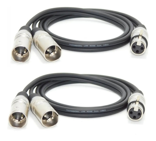 2 Cables Xlr Hembra A Dos Machos Balanceado X 1 Mts Cada Uno