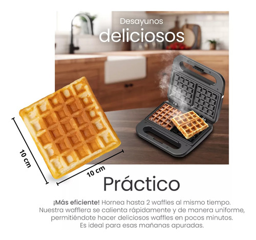 Wafflera Doble Antiadherente 850 W