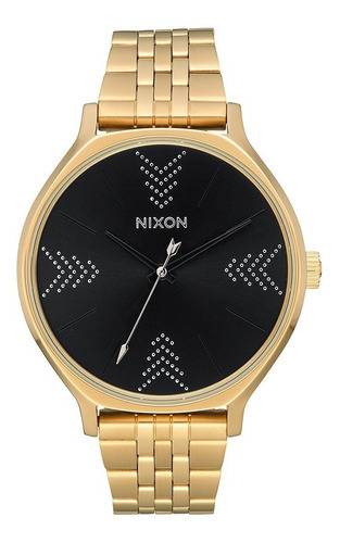 Reloj Nixon Clique Gold/black/silver Color De La Malla Dorado