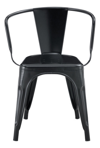 Silla De Comedor Con Apoyabrazo Tolix Zhome X4 Reforzada De Hierro Estructura De La Silla Negro Asiento Negro Diseño De La Tela Metal