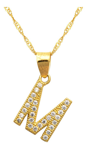 Collar Gargantilla Letra M, Oro 10k 45cm Horoz M1734