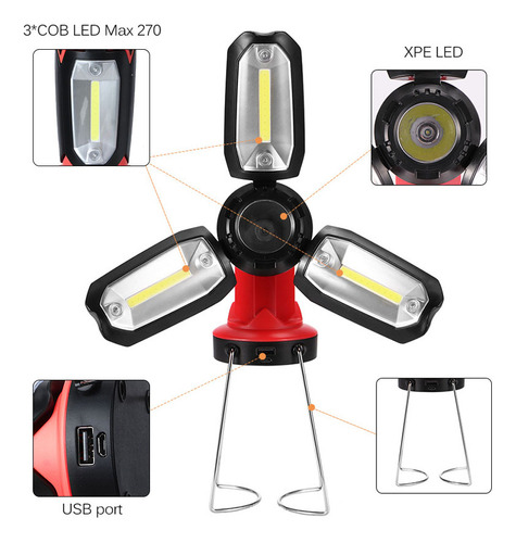 , Linterna De Camping Camp Led Multifunción Cob Portátil Led