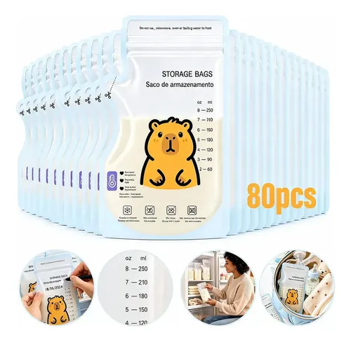 Kit 80 Sacos Para Leite Materno Refrigerado Congelar 250ml