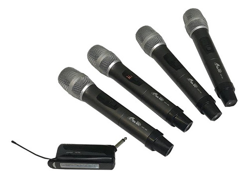 Set 4 Micrófono Inalámbrico Mano Uhf Recargable Para Celular