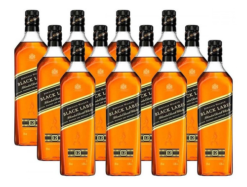 Whisky Escocês Johnnie Walker Black Label 1l Com 12 Unidades
