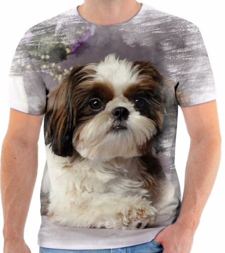 D1 Camisa Camiseta Personalizada Chitzu Cachorro A...