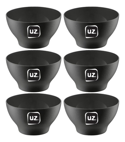 Kit 6 Cumbuca Bowl Plástico 500ml Design Sofisticado Petisco Cor Preto