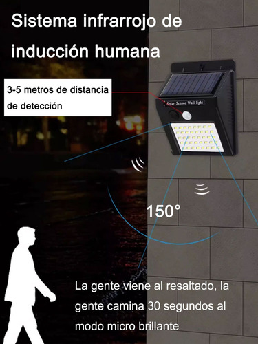 Lámpara De Luz Solar Impermeable Exterior De Pared Led