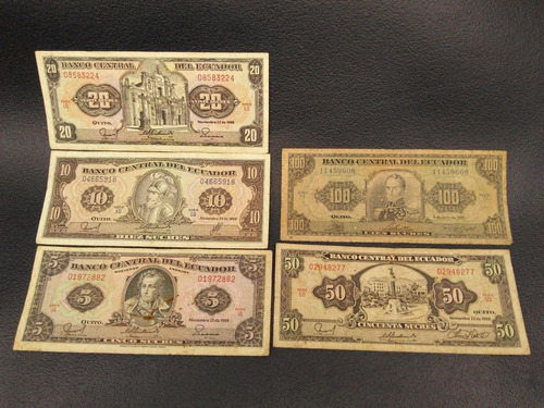 Makuka: Antiguo Billete Ecuador 5 Billetes  Bol9 Mnn