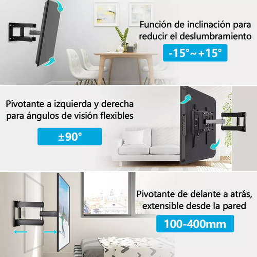 Soporte De Pared Para Tv Y Monitor De 32 A 85 Pulgadas Mountup Color Negro