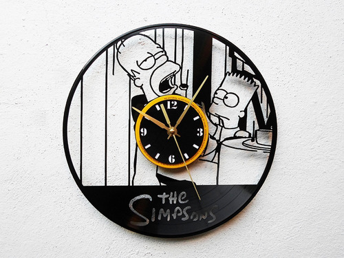 Reloj Disco Vinilo Vinil Lp Los Simpsons Homero Bart Simpson